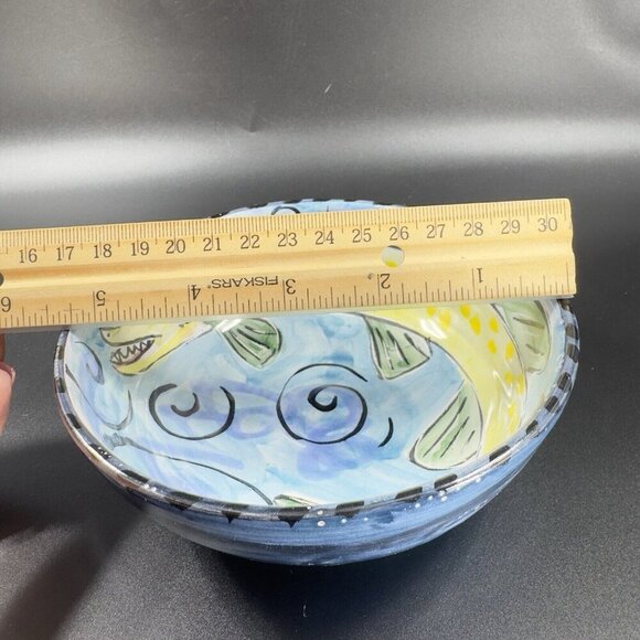 Hand Made Italian Pottery Dish Bowl Artist Signed Hand Painted Fish Animal Dish - Picture 4 of 12